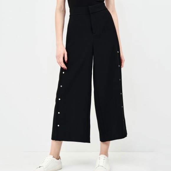 ZARA Wide Leg High Waisted Culottes Pants Black Size S - Picture 5 of 13